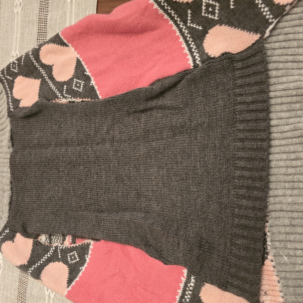 Vibrant Gray and Pink Heart Knit Dog Sweater, Size Large, so adorable!! - Picture 3 of 3